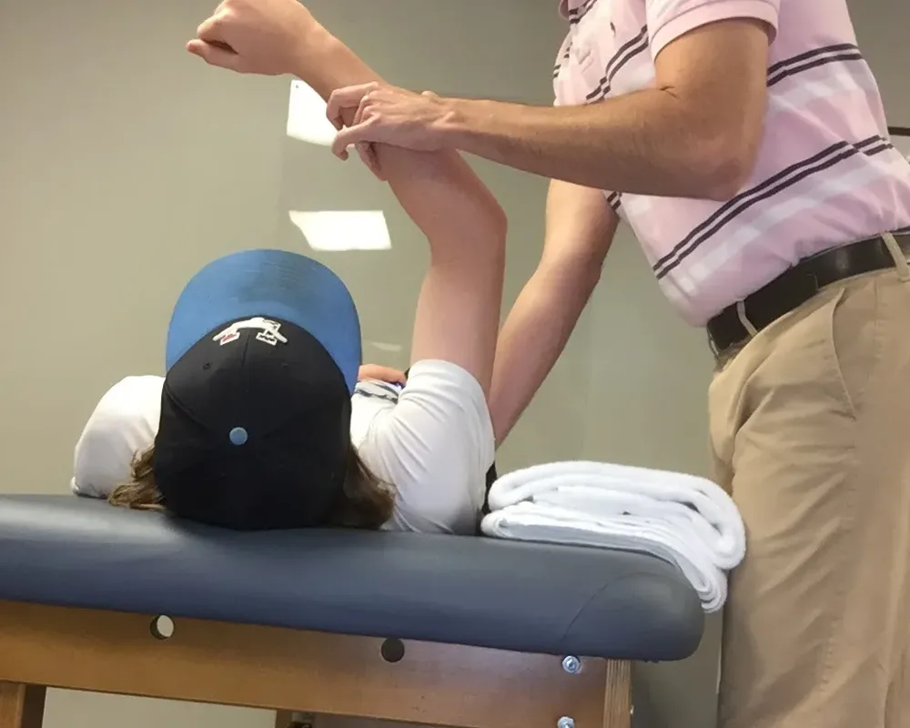 A golf rehab assessment at Zone Physical Therapy in Greer, SC